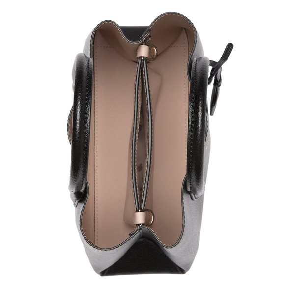 Kate Spade Eva Small Leather Satchel Handbag Black w/ Silver Hardware - Picture 5 of 5